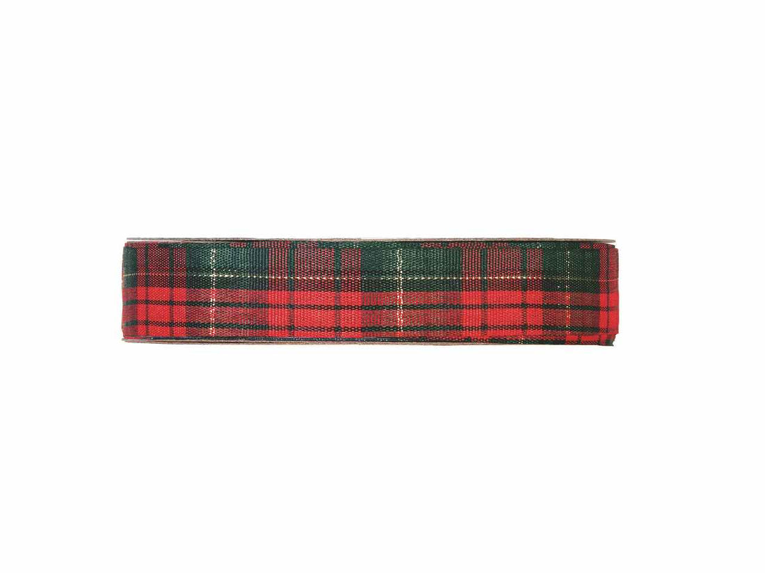 Piovaccari Scottish Christmas Ribbon Red and Green 25 mm x 45 m – Decorative Ribbon for Christmas Tree, Bows and Gift Wrapping