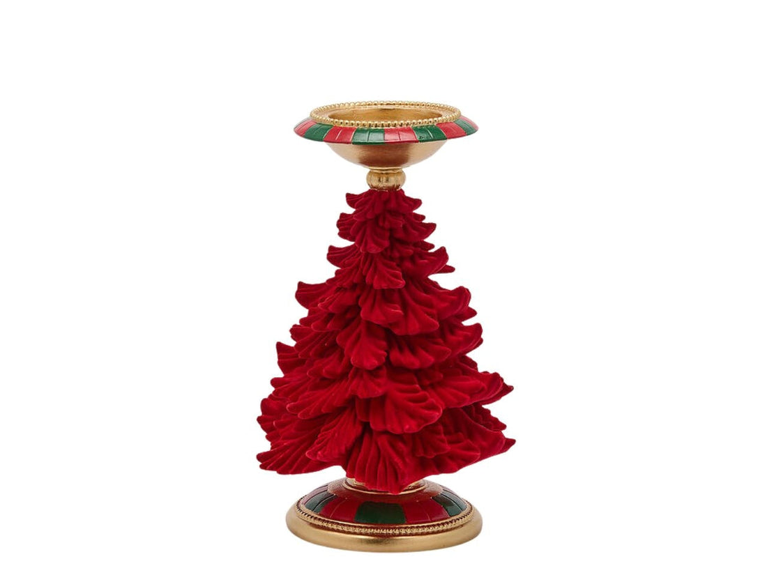EDG Enzo De Gasperi Candleholder Pine Green and Red H31 Ø19 cm – Christmas Decoration