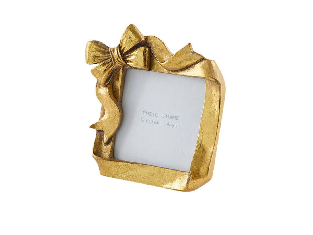 EDG Enzo De Gasperi Christmas Photo Frame with Bow 15.5 cm Dark Gold in Polyresin – Christmas Decoration