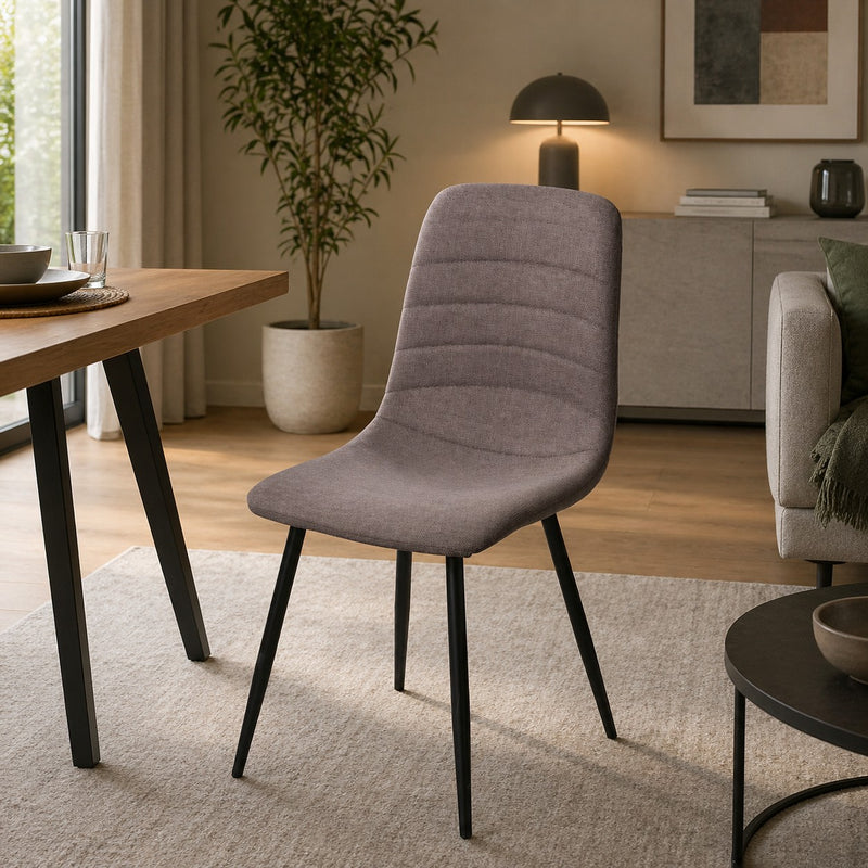 Dimo Livia Chair in Light Grey Fabric, Black Legs