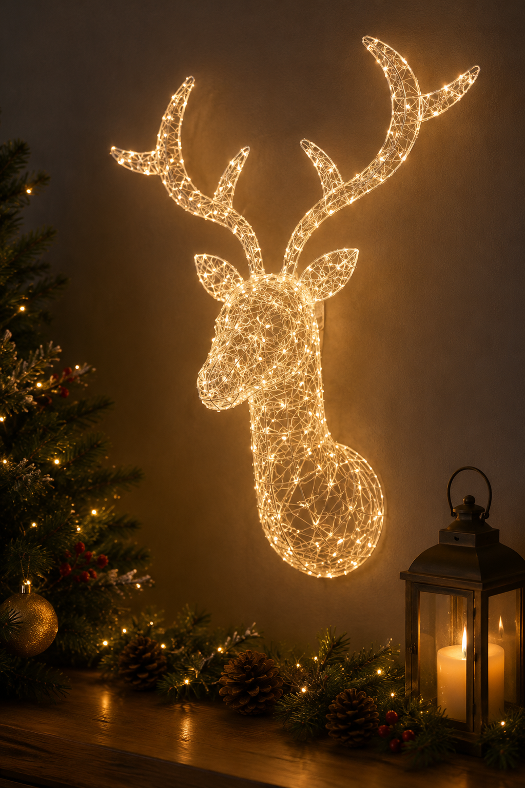EDG Enzo De Gasperi Decoro Reindeer Pearls Christmas 300 MicroLed H 90 Cm L 90 Cm L 35 I44 Light Gold