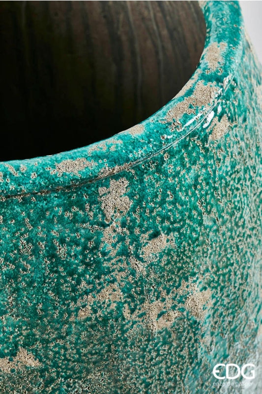 EDG Enzo De Gasperi Vase Phoenix Curved H 51 Cm D 46 Cm Green Waterproof