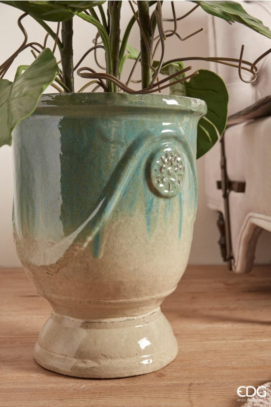 EDG Enzo De Gasperi Set 3 Pcs Glaze Vase Cup H 58 Cm H 41 Cm H 30 Cm Green Mix Waterproof