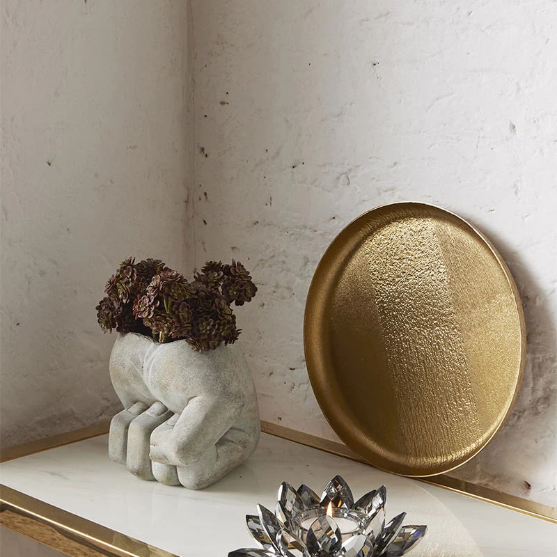 EDG Enzo De Gasperi Cement Vase Fist H 17 Cm L 18 Cm L 18 Cm Grey Waterproof