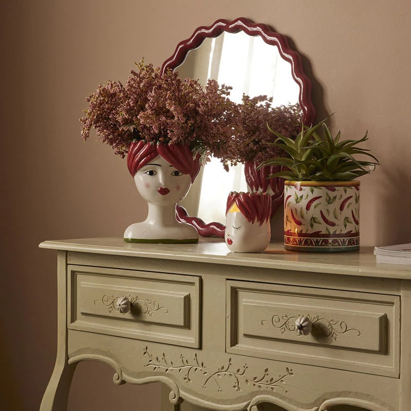 EDG Enzo De Gasperi Cylindrical Vase H 14 Cm D 15 Cm White Red