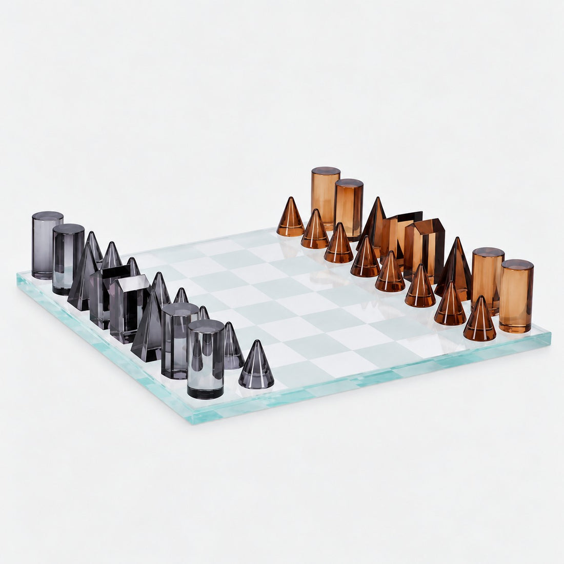 Bizzotto Carlson Chess Decoration Transparent Silver and Amber 37x37 cm – Elegant Home Furnishing and Christmas Gift Idea