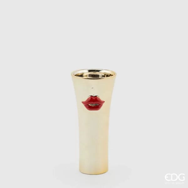 EDG Enzo De Gasperi Kiss Vase Concave H21 D9 Red Gold