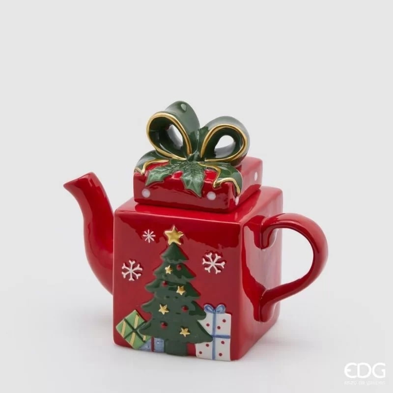 EDG Enzo De Gasperi Teapot Christmas Gift Package H19x21x11 Red