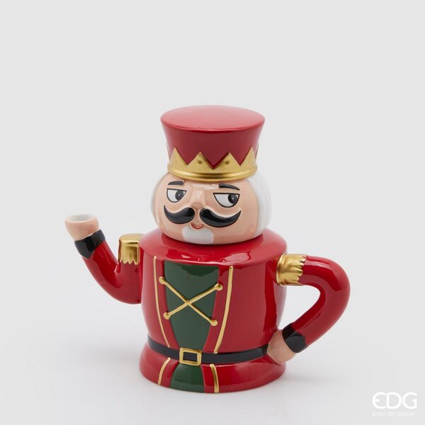 EDG Enzo De Gasperi Teapot Soldier Christmas H19x22x10 Red Gold