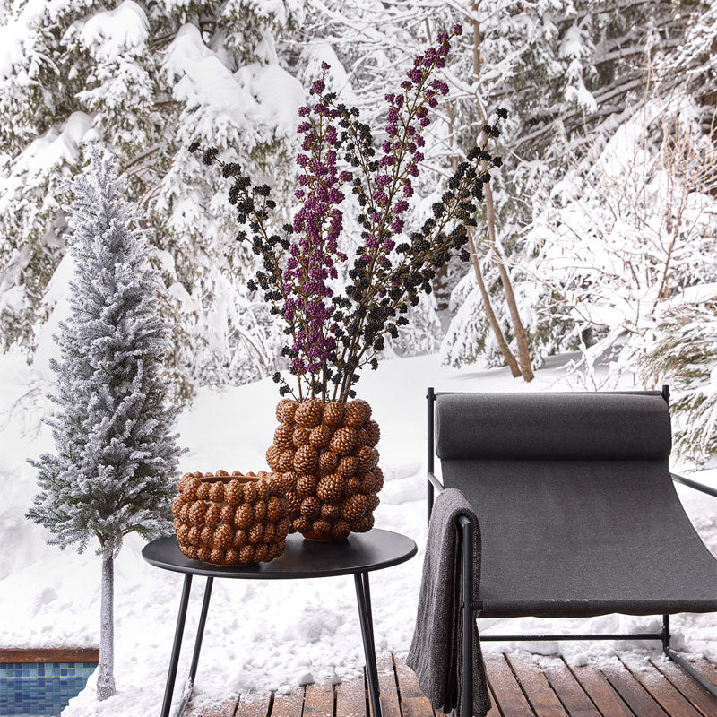 EDG Enzo De Gasperi Vase Chakra Pine Cones H 18 Cm D 24 Cm Camel