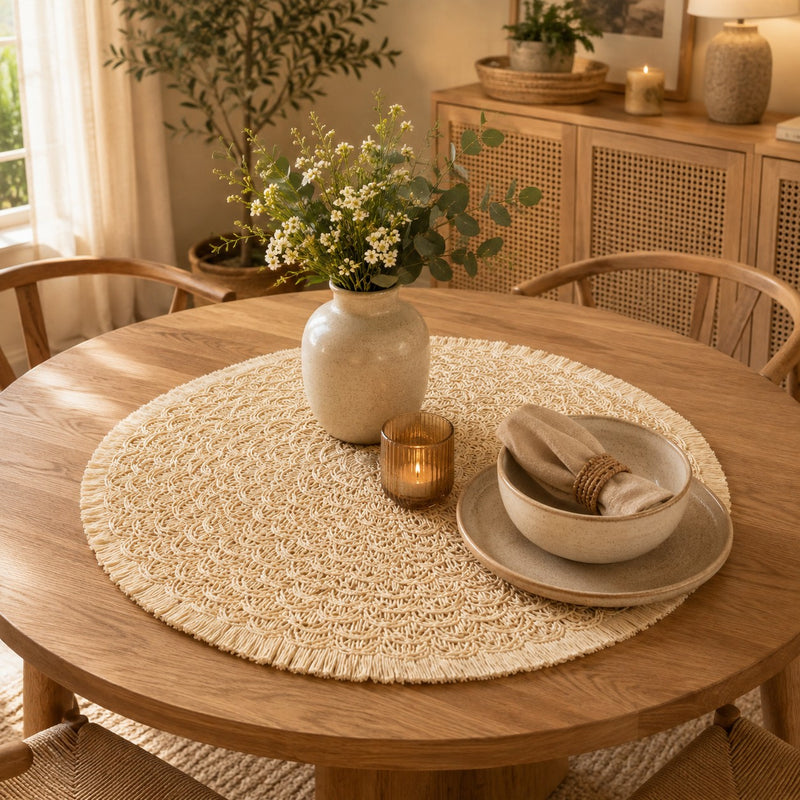 Bizzotto Jareth Beige Placemat D 38 cm Christmas American Placemat for Table
