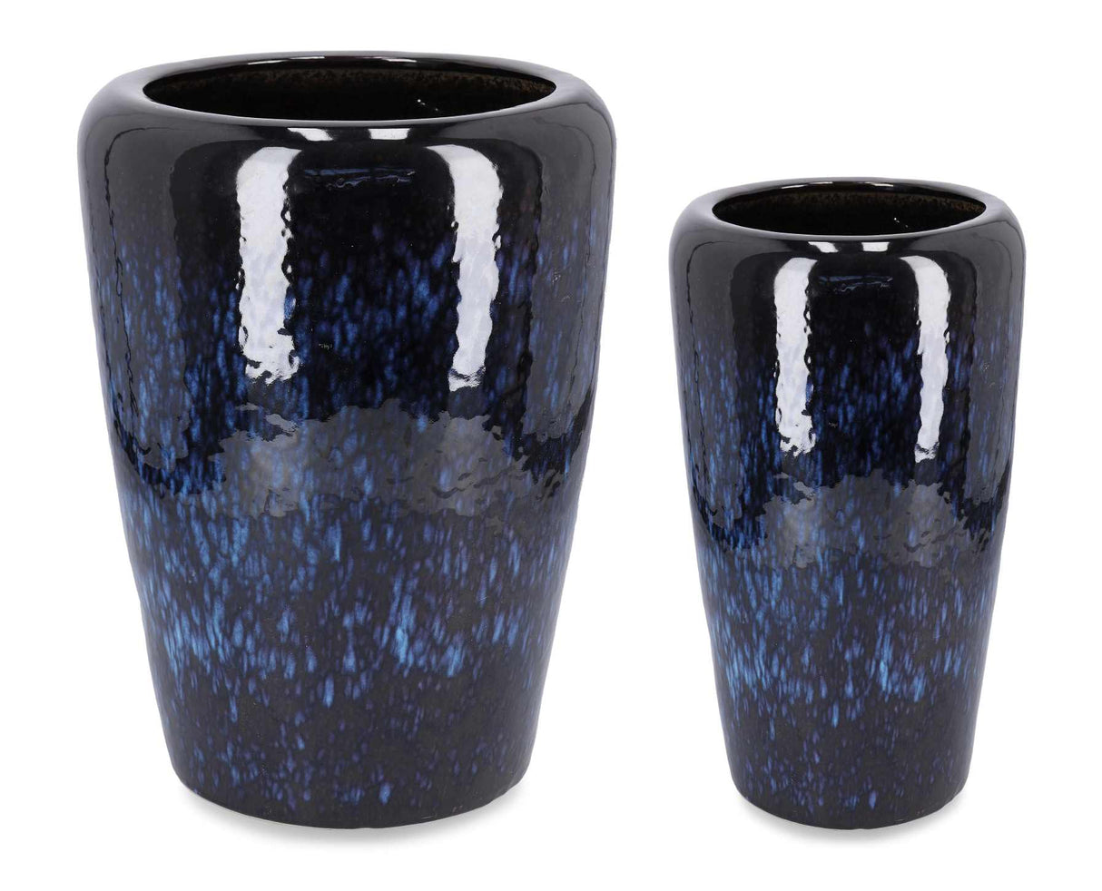 Bizzotto Set of 2 Jia Flared Vases Blue