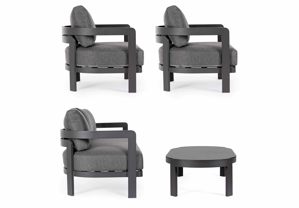 Bizzotto Set 4 Presley Lounge Anthracite