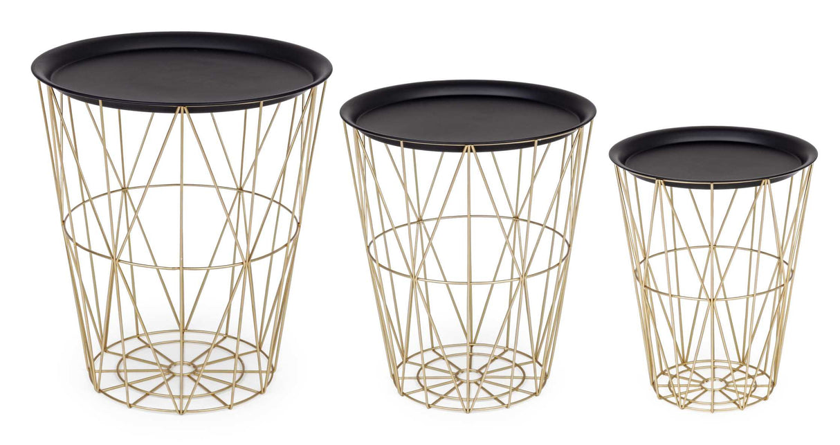 Bizzotto Set of 3 Cont. Atom Gold Tables