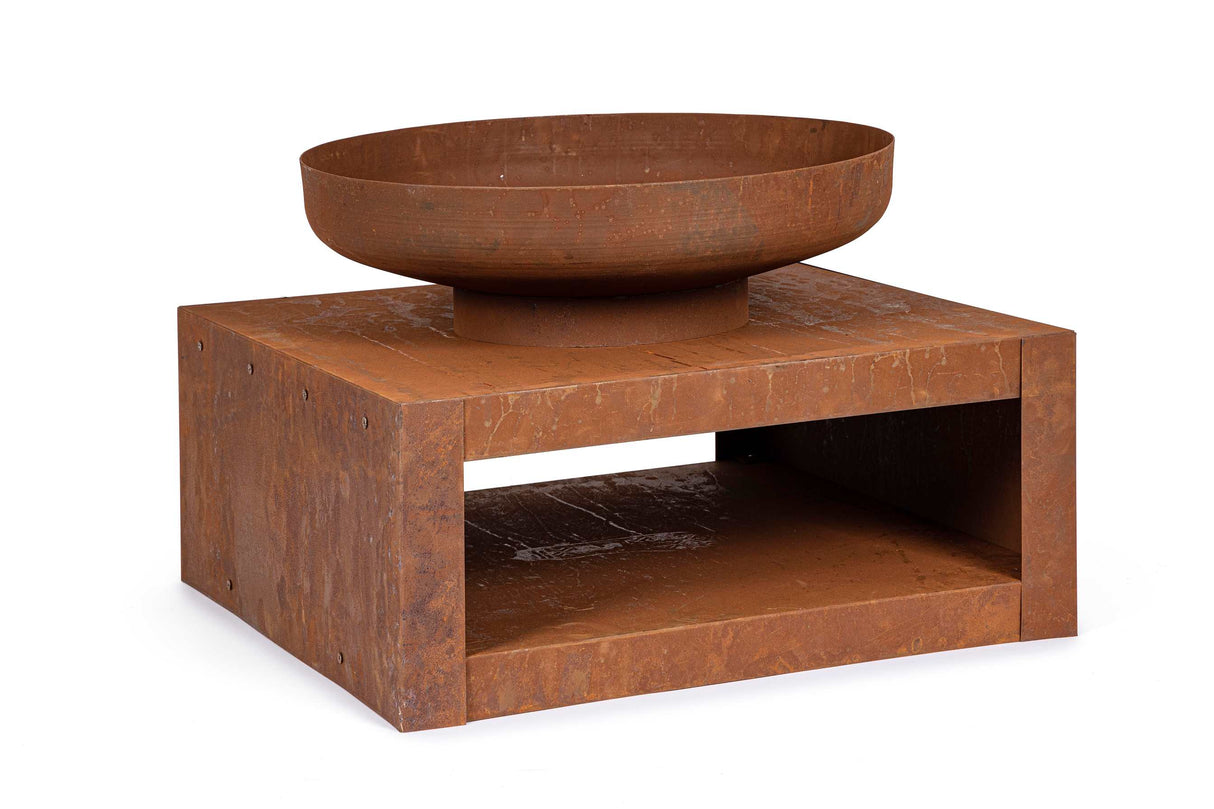 bizzotto bizzotto braciere con portalegna efesto h 38 cm l 70 cm l 70 cm effetto ruggine ean 8051836466852