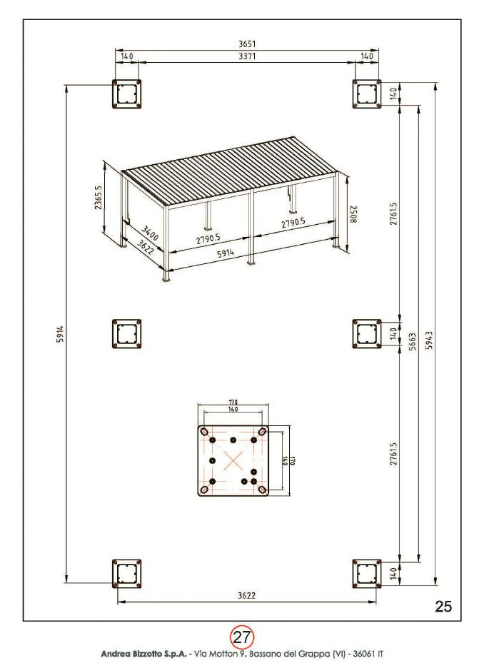bizzotto bizzotto pergola ocean 3 x 6 mt bianco ean 8051836480018