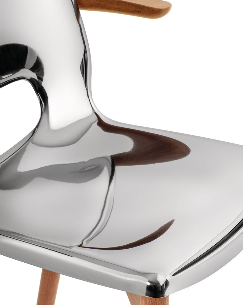 Alessi Poêle sedia monoscocca con braccioli PS20 inox lucido, design Philippe Starck – foto 8