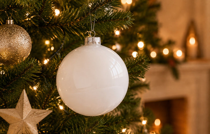 Bizzotto Glossy White Glass Christmas Sphere Ø10cm