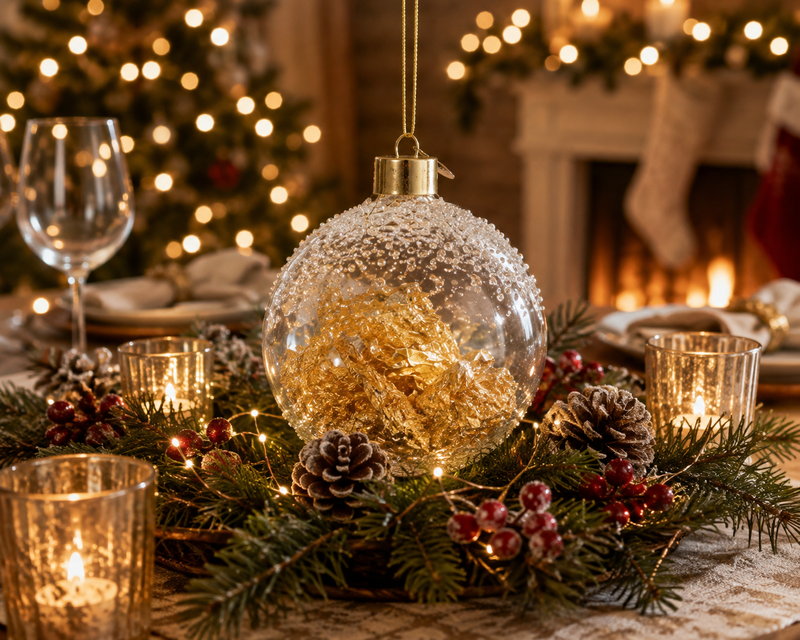 Bizzotto Sfera Yana Transparent/Gold D100 | Christmas Decoration