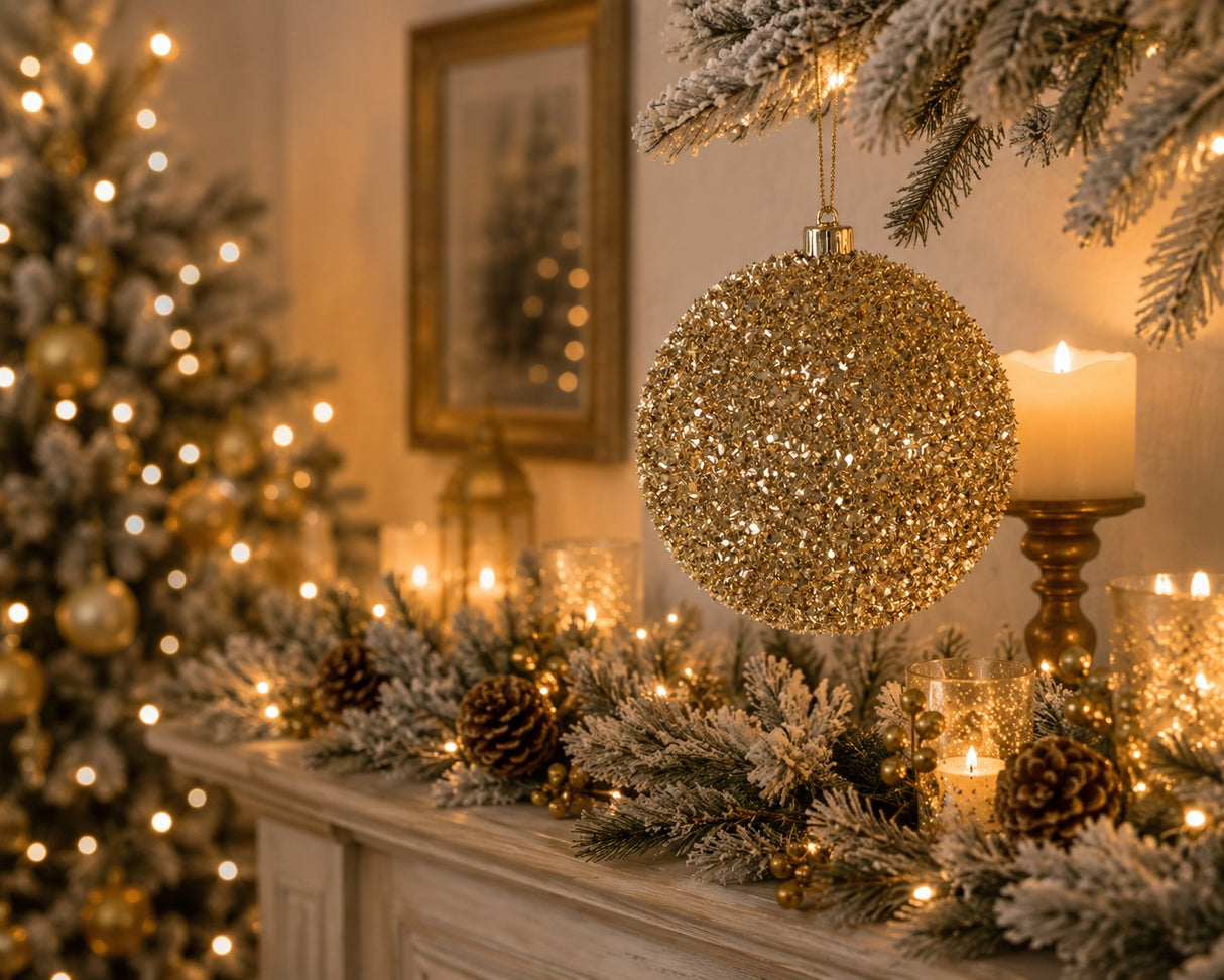Bizzotto Sfera Angelica Champagne D 15 cm Pallina di Natale in Polistirolo