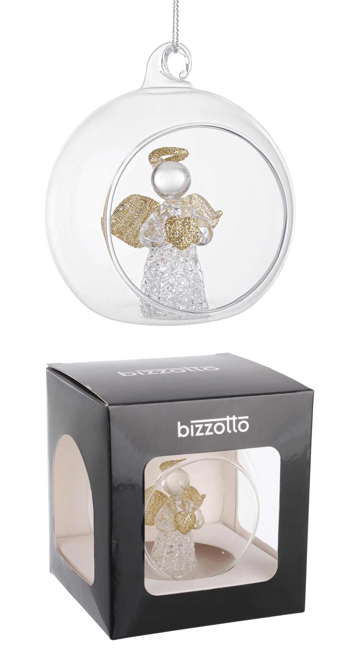 Bizzotto Open Sphere Christmas Glass My A Angel Heart D 8 Cm