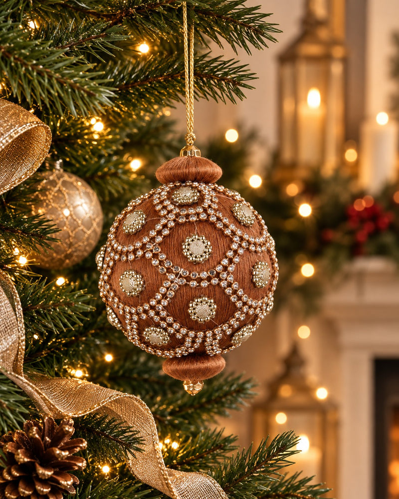 Bizzotto Christmas Bauble Crystal Sphere Dove Grey Ø8cm | L'Arcolaio