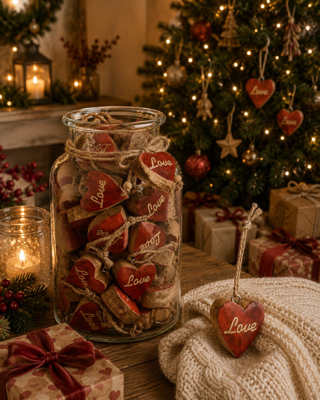Bizzotto Pendaglio Lisbet Cuore Rosso Decorazione per Albero di Natale 1 pz