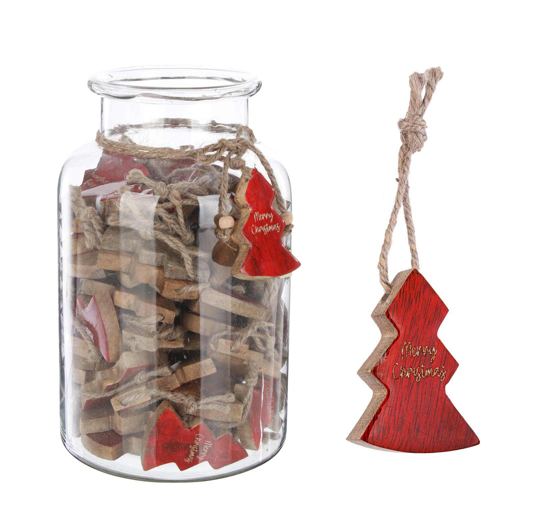 Bizzotto Christmas Pendant Clara Red Pine Xmas H 7 Cm