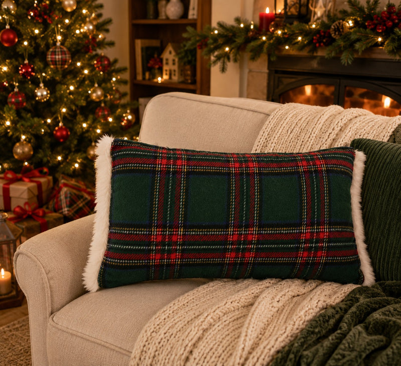 Bizzotto Richard Tartan Green Cushion 40x60 cm Christmas Decorative Cushion