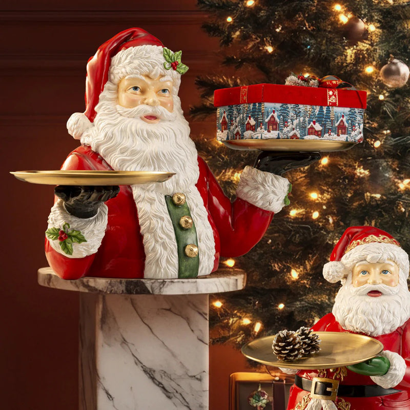 Bizzotto 2-Tier Tray Scott Santa Claus H 46.8 cm 76.3 x 44.5 cm Polyresin Red White