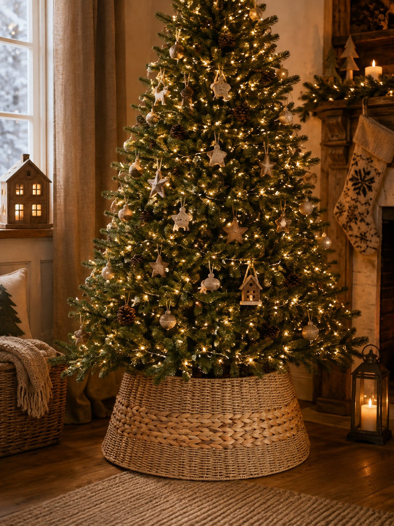 Bizzotto Christmas Tree Skirt Gleynor Beige Natural D 55 cm Christmas Decoration