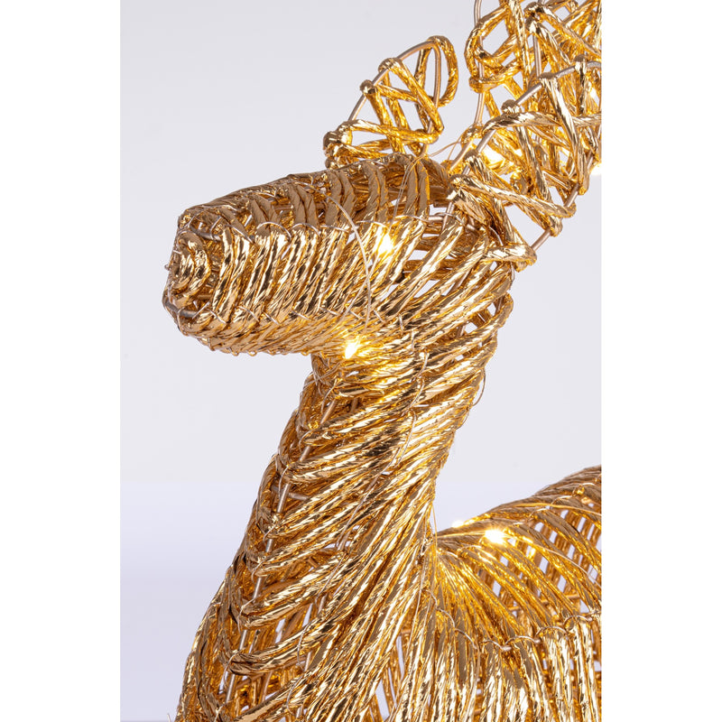 Bizzotto Penny Gold Christmas Reindeer with 50 Classic Micro LEDs 27x13x50 cm Light-Up Decoration
