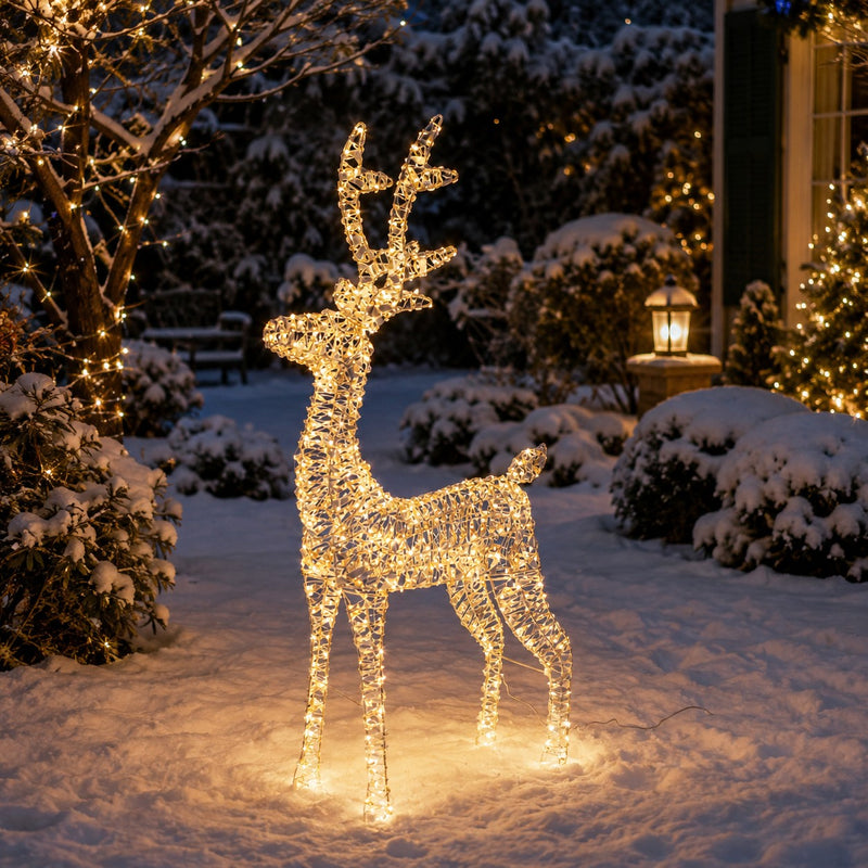 Bizzotto Ellary Gold Christmas Reindeer with 600 Classic Micro LED Lights 50x19x80 cm Illuminated Decoration
