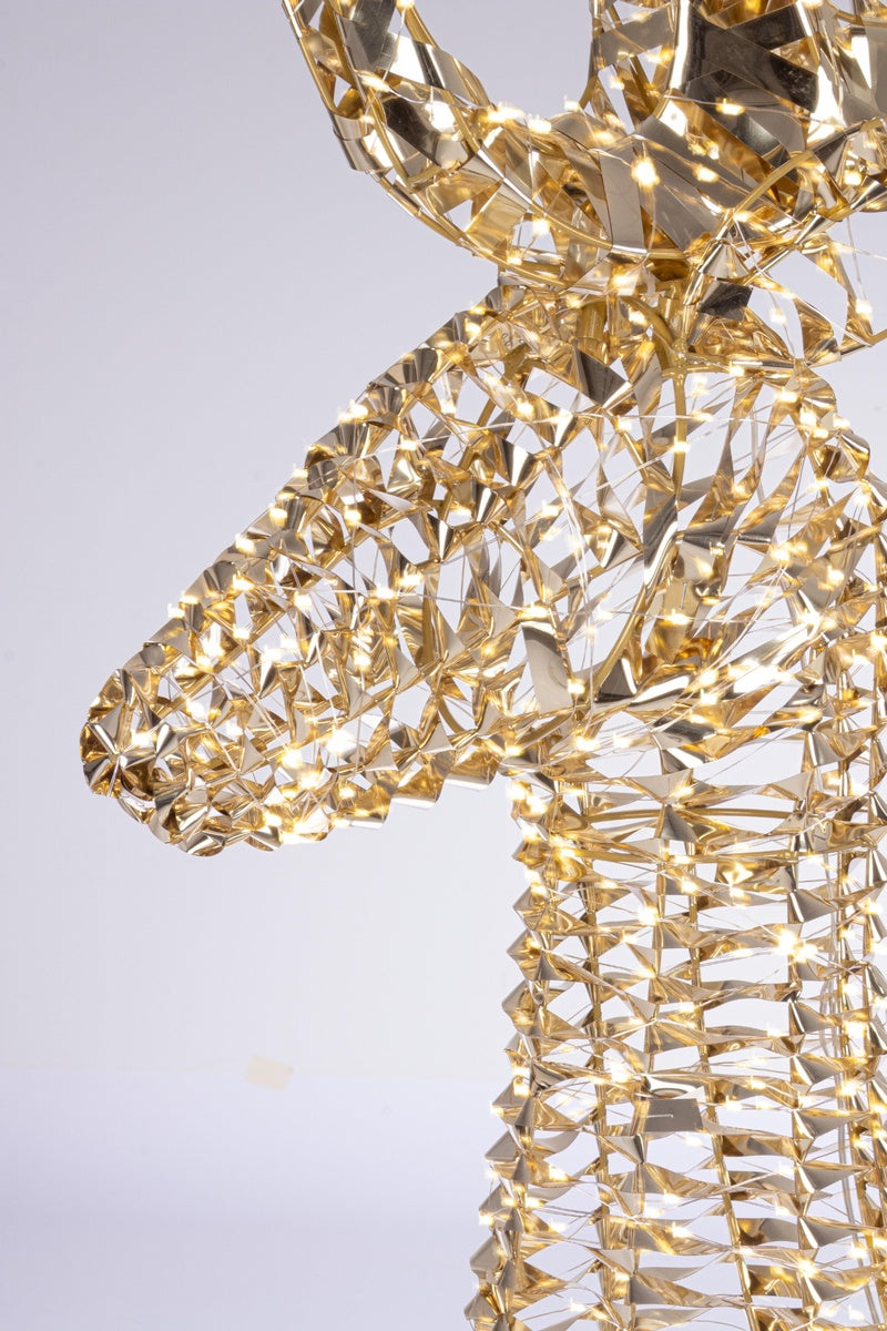 Bizzotto Ellary Gold Christmas Reindeer with 1800 Classic Micro LEDs 90x27x180 cm Lighted Decoration