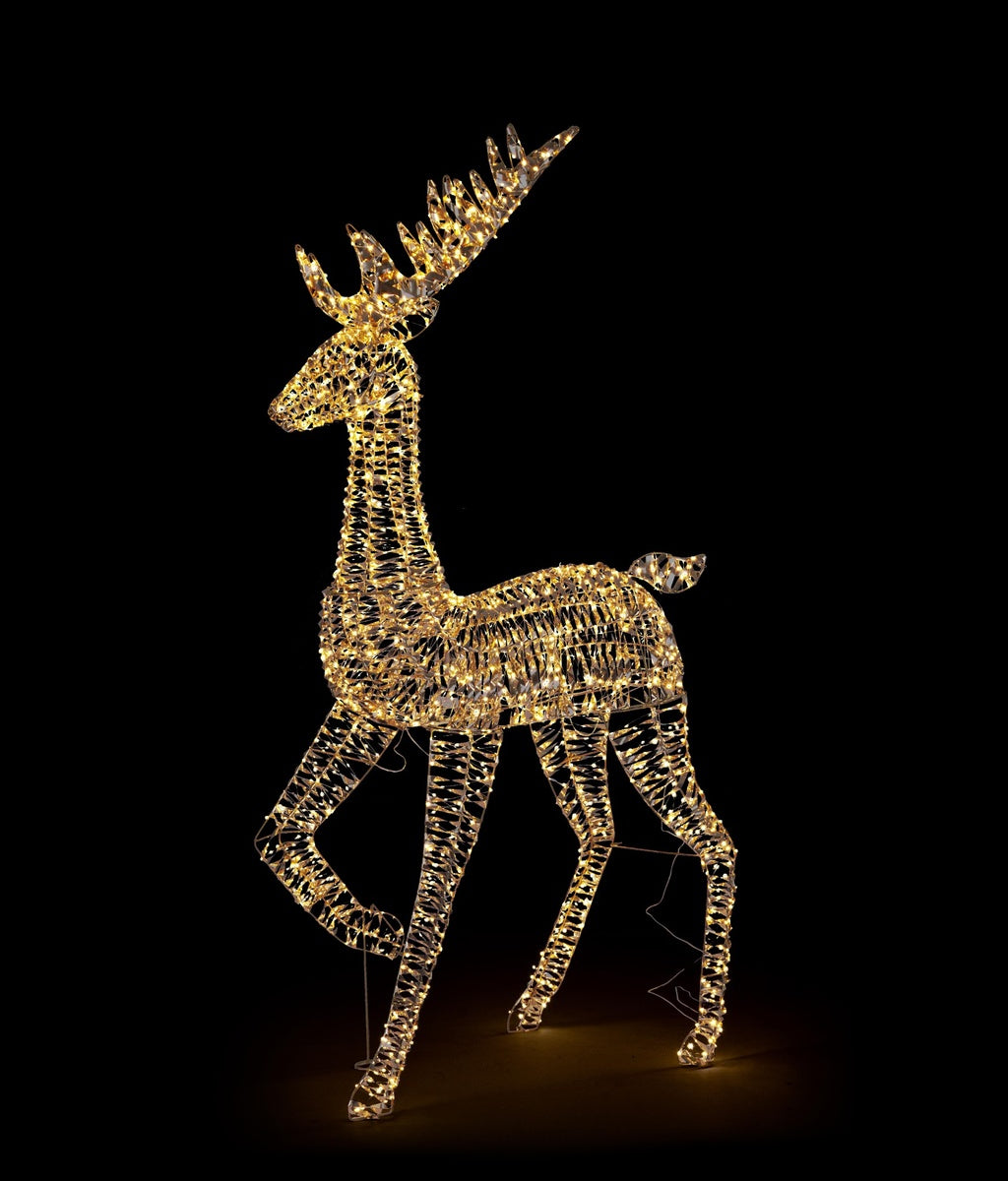 Bizzotto Ellary Gold Christmas Reindeer with 1800 Classic Micro LEDs 90x27x180 cm Lighted Decoration