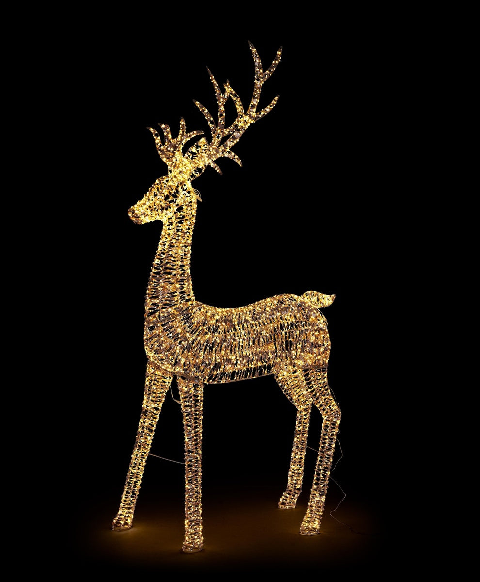 Bizzotto Gold Ellary Christmas Reindeer with 5200 Micro LED Classic 136x42x270 cm Lighted Decoration