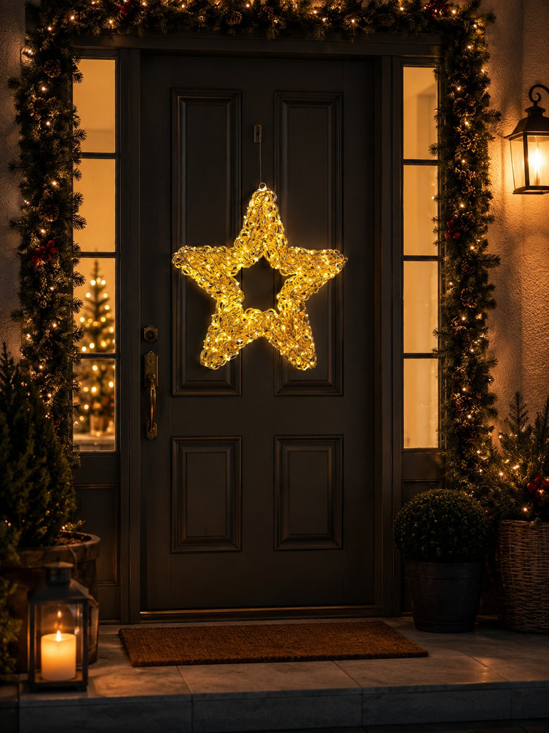 Bizzotto Zoe Gold Christmas Star with 500 Classic Micro LEDs 50x8x50 cm Lighted Decoration