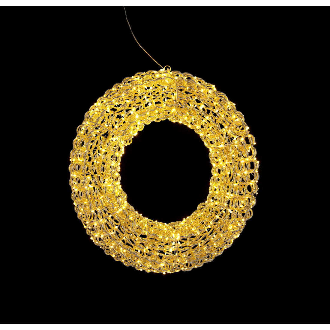 Bizzotto Zoe Gold Christmas Wreath with 720 Classic Micro LEDs Ø58x13 cm Illuminated Decoration
