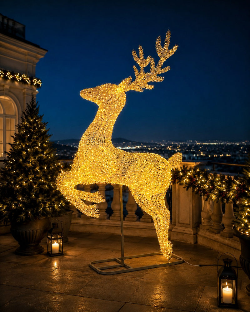 Bizzotto Gold Reindeer Zoe with 8300 Classic Micro LEDs 180x60x287 cm Lighted Decoration