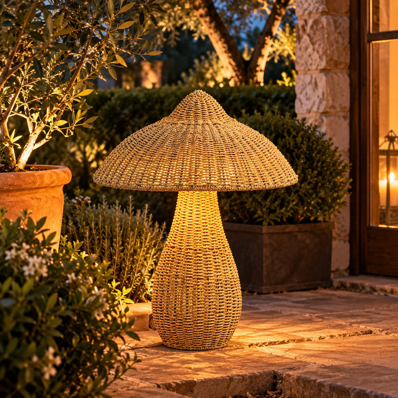 Bizzotto Everen Stand Christmas Mushroom in Seagrass Ø73xH90 cm – Natural Fibre Christmas Decoration for the Home