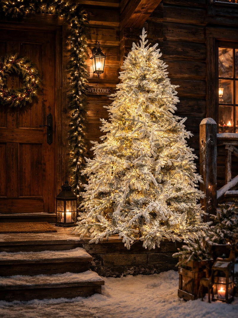 Bizzotto Ritter Snow-Flocked Christmas Tree H 210 cm with 3567 Branches and 6000 LEDs