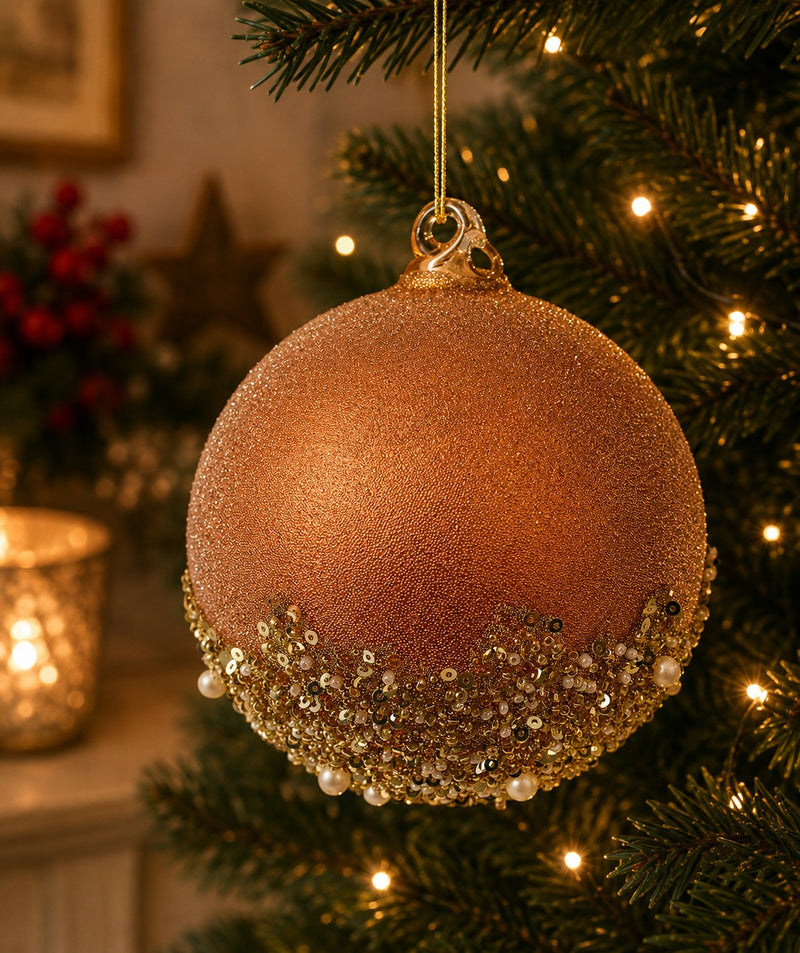 Bizzotto Brown Brill Christmas Glass Sphere d 10 cm Christmas Tree Decoration