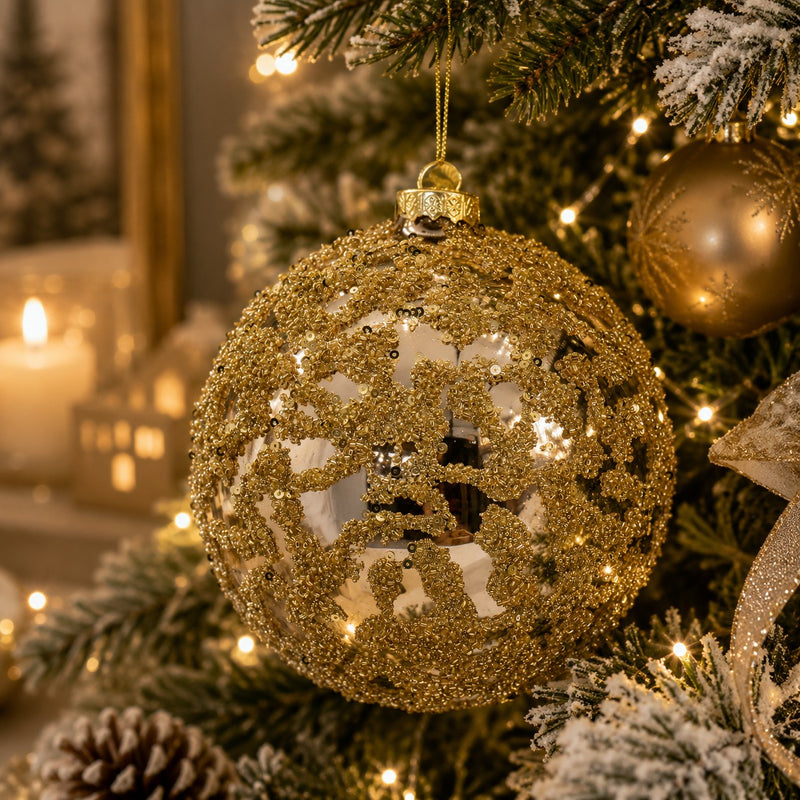 Bizzotto Christmas Bauble Luz Champagne D 15 cm in Glass – Tree Decoration