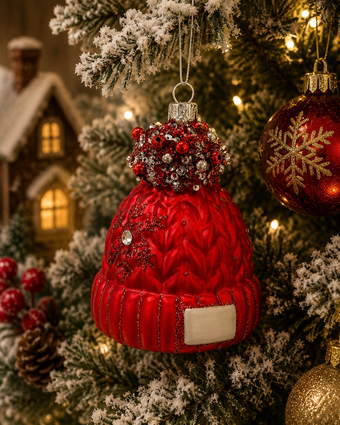 Bizzotto Pendaglio in Vetro Courmayeur Cappello H 9,7 cm Decorazione per Albero di Natale