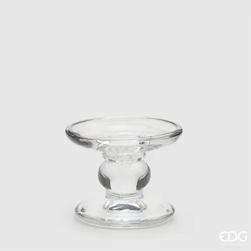 EDG Enzo De Gasperi Round Candle Holder with Sphere H 6 Cm D 9 Cm Natural Transparent Snot and Stem