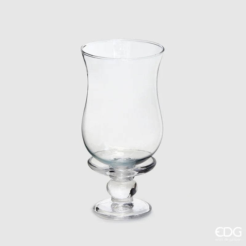 EDG Enzo De Gasperi Round Candle Holder with Sphere H 6 Cm D 9 Cm Natural Transparent Snot and Stem