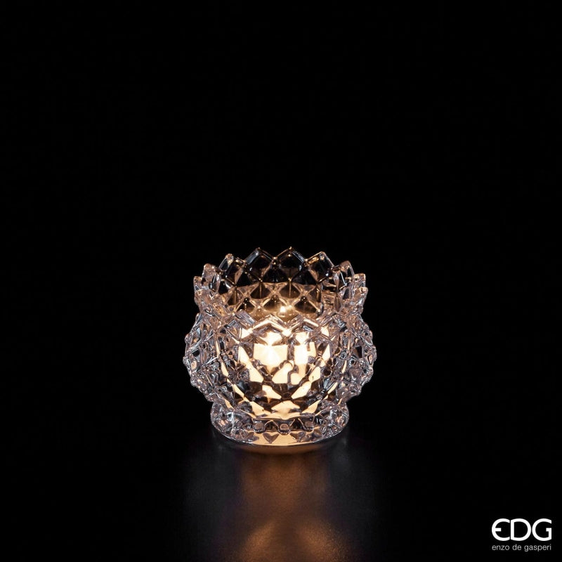 EDG Enzo De Gasperi Candle Holder Domed H 7 Cm D 9.5 Cm Natural Transparent