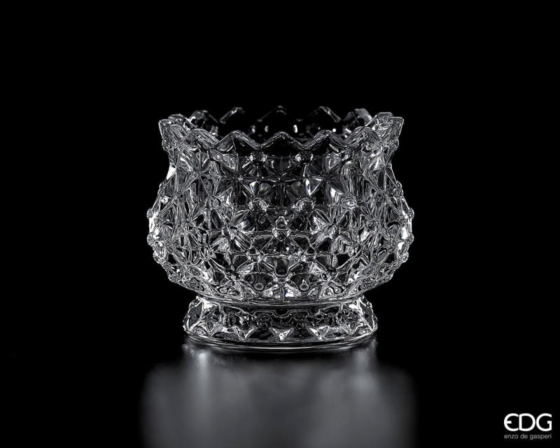 EDG Enzo De Gasperi Candle Holder Domed H 7 Cm D 9.5 Cm Natural Transparent