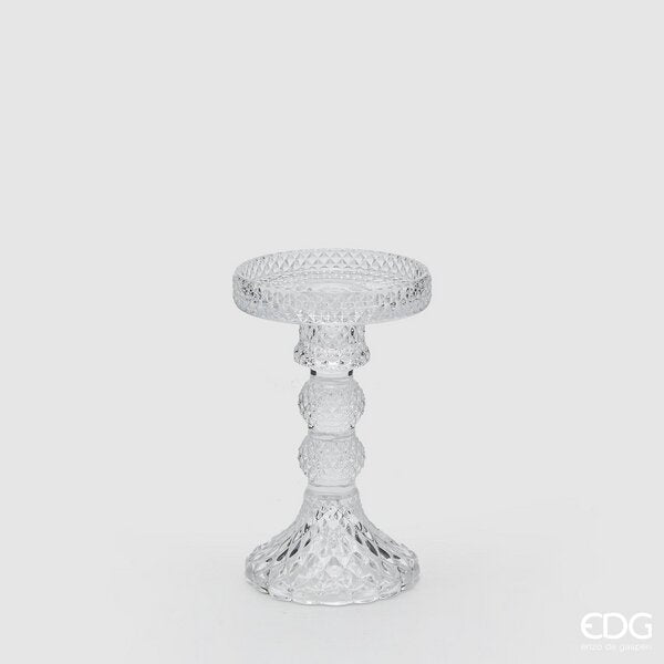 EDG Enzo De Gasperi Classic Candle Holder H14.3 D8.8 Natural Transparent