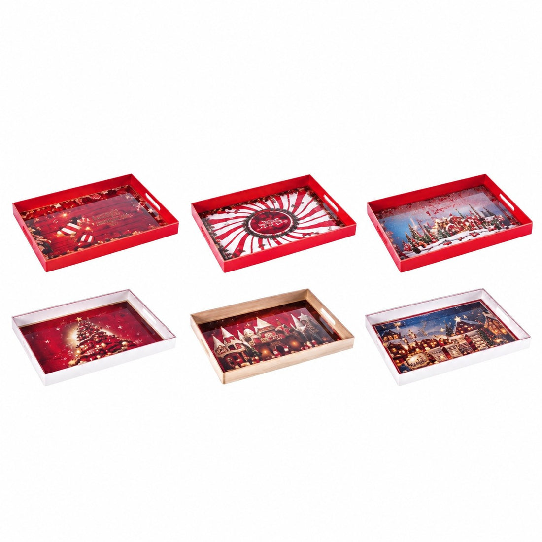 Ad Trend Rectangular Christmas Tray in Plastic Assorted 40x30 cm 1 Pcs – Decorative Table Accessory for Christmas